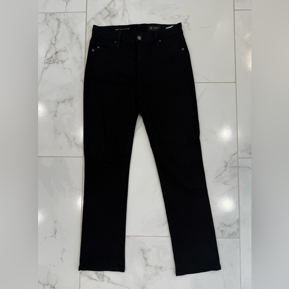 AG Adriano Goldschmidt Black High Rise Slim Straight Jeans, Size 28R - Picture 3 of 8